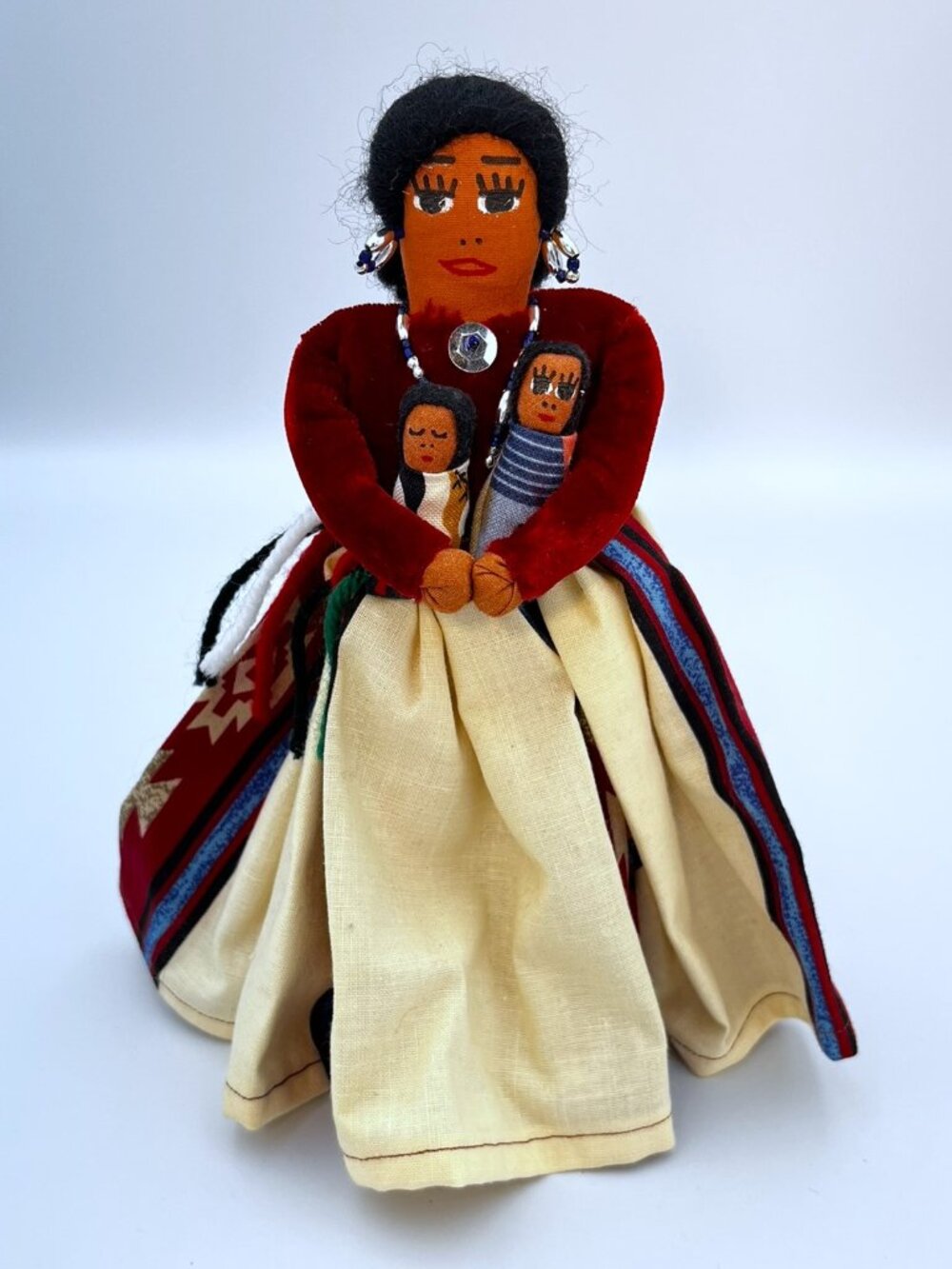 7.5” Vintage B Platero Navajo Folk Art – Handcrafted Native American Cloth Doll